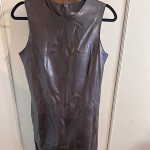 VINCE 100% Leather Chocolate Brown Shift Sheath Dress Size 6 EUC